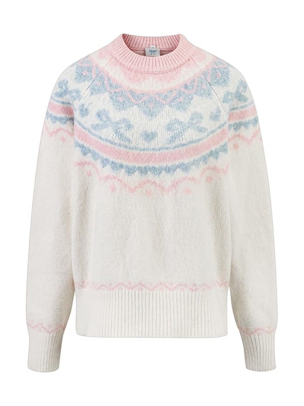 Ribbon & Heart Nordic Girly Sweater(全2色)