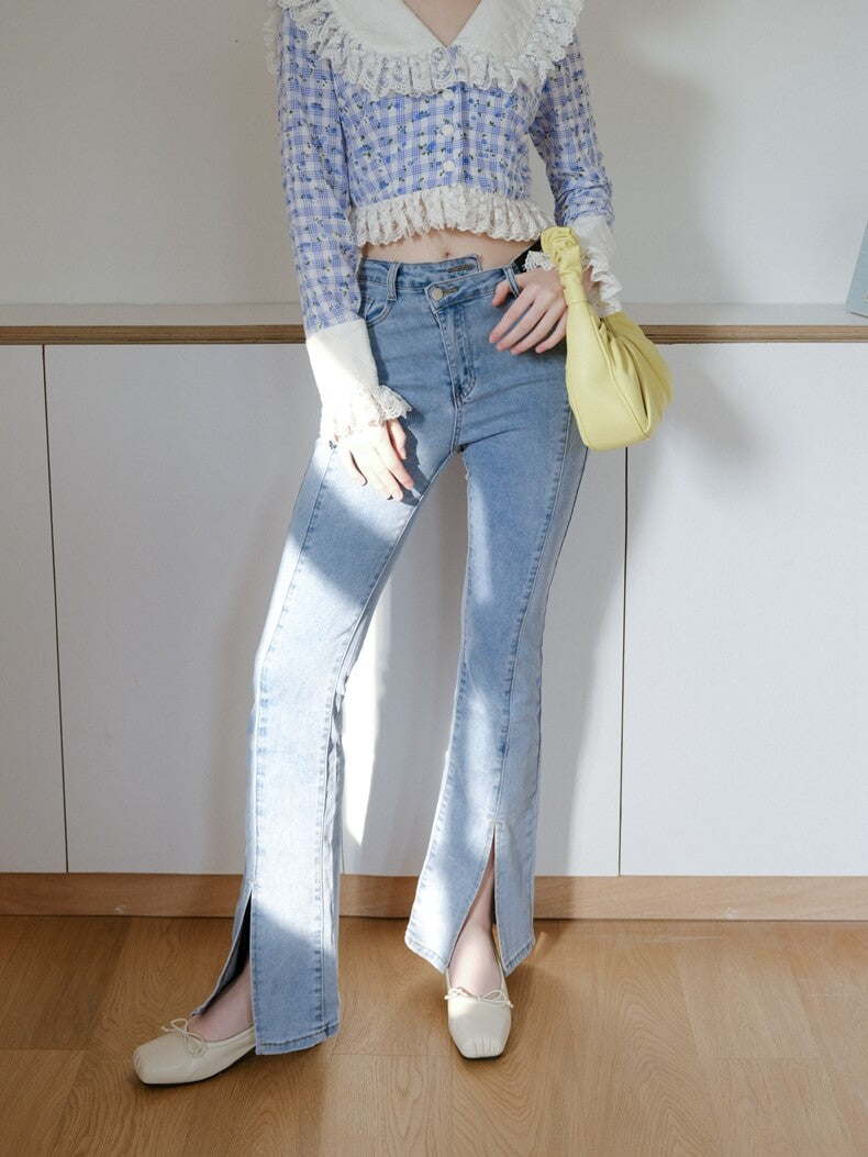 Floral Check Lace Blouse