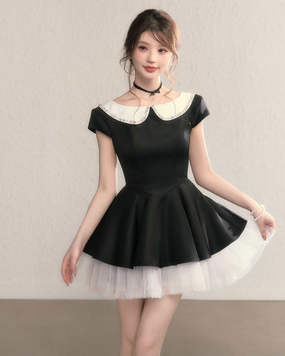 Twinkle Collar Tulle Dress(全2色)