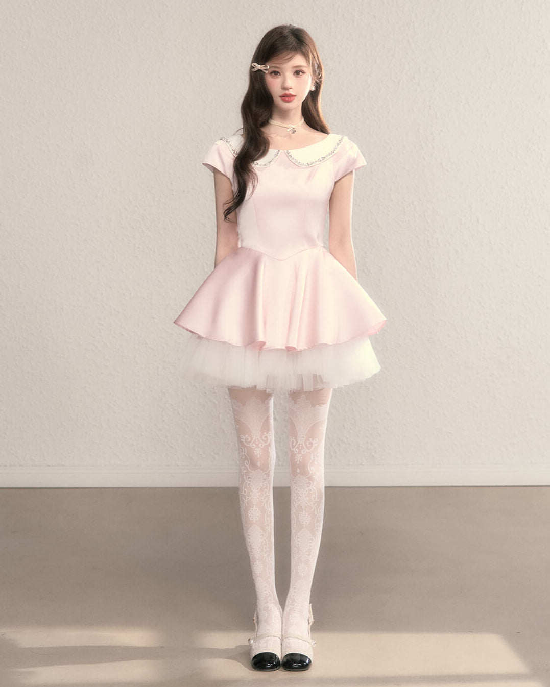 Twinkle Collar Tulle Dress(全2色)
