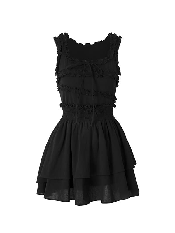Frill Sleeveless Tiered Mini Dress