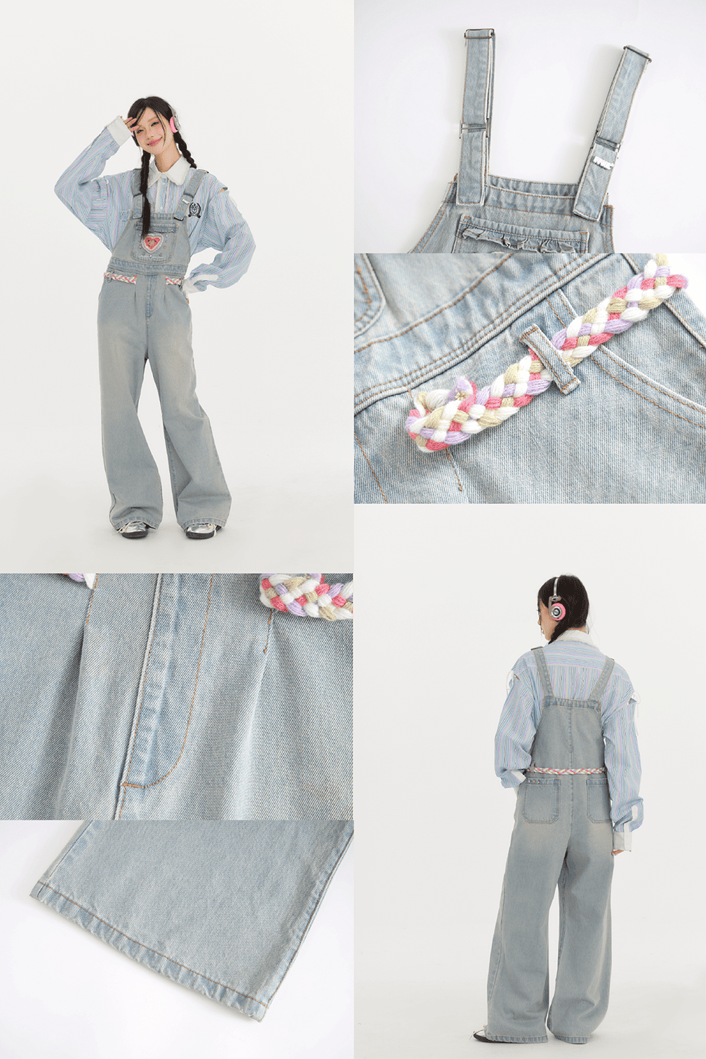 ハートアクセントデニムサロペット