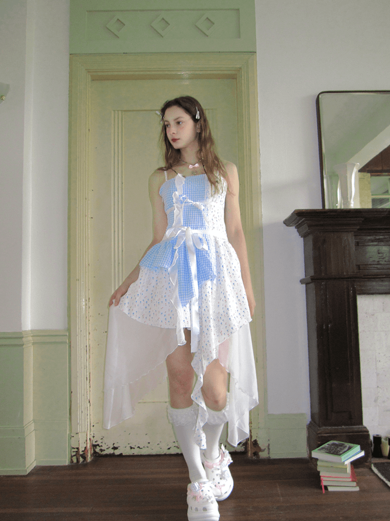 Frilly Bear Ribbon Camisole Dress(全2色)