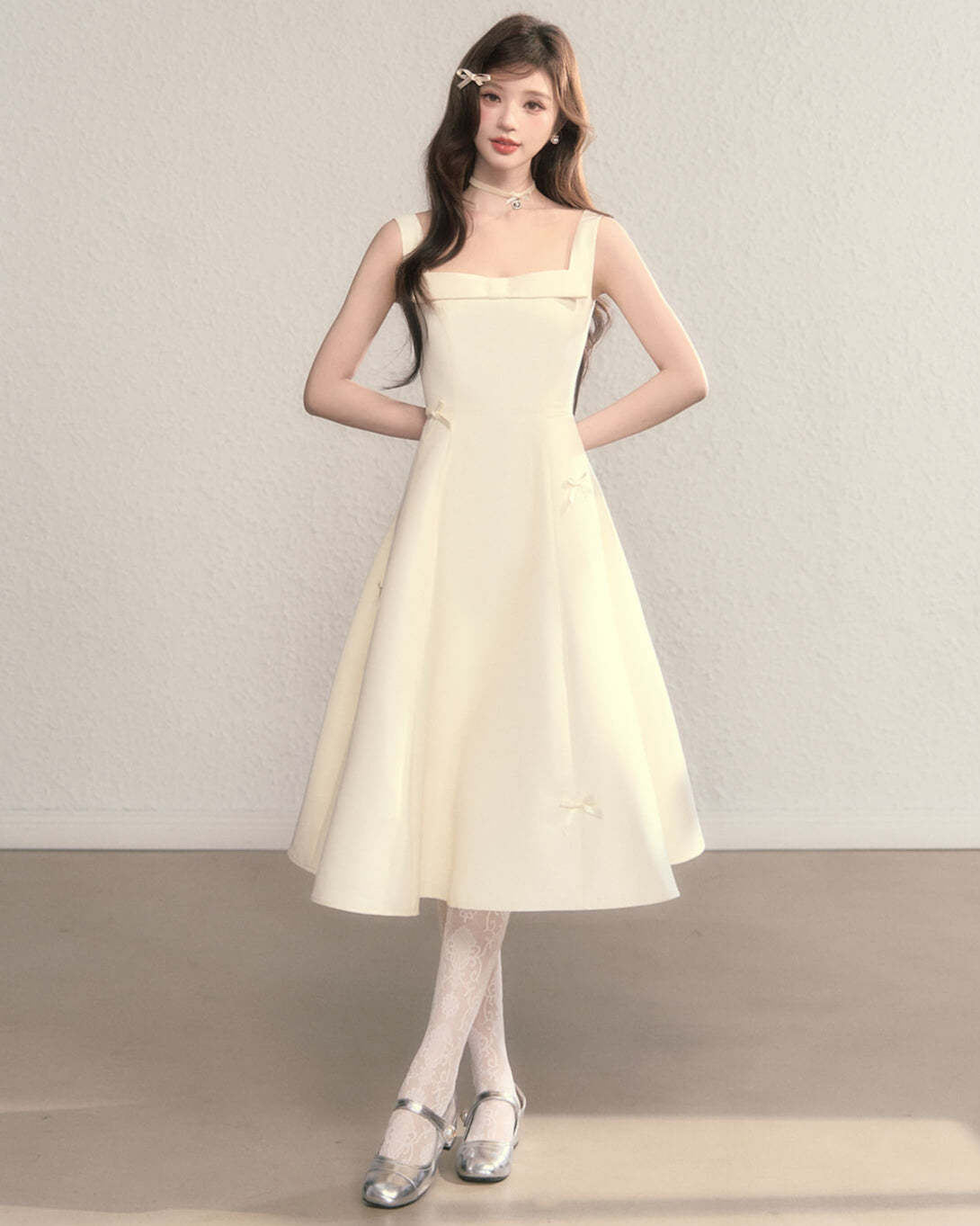 Romantic Ribbon Strap Dress(全2色)