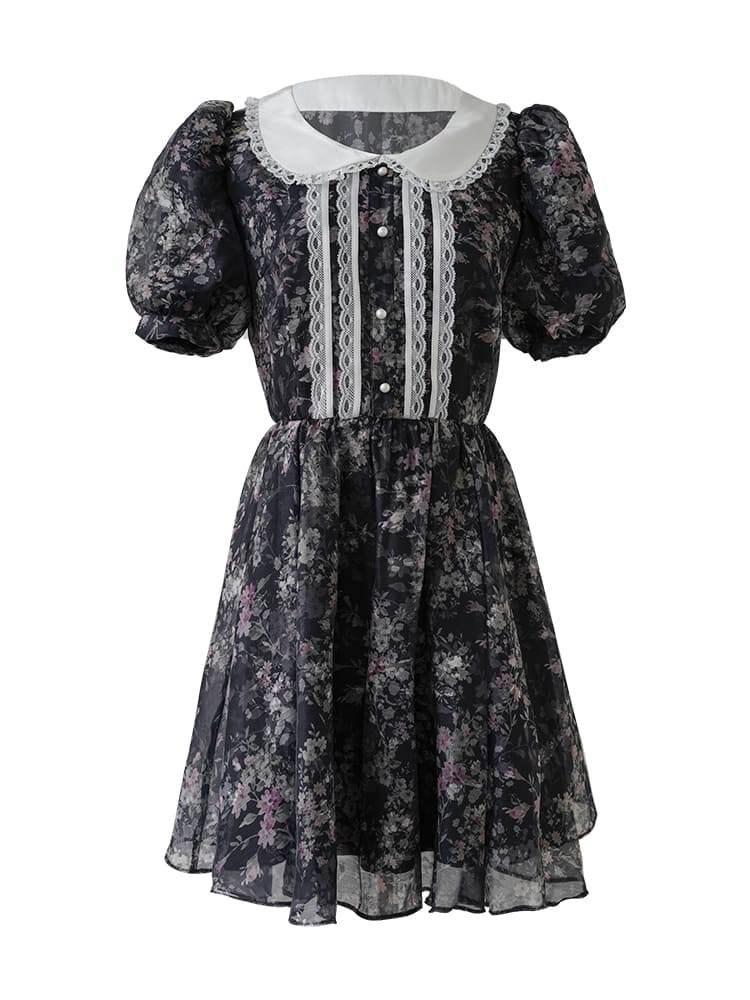 Black Sheer Floral Dress
