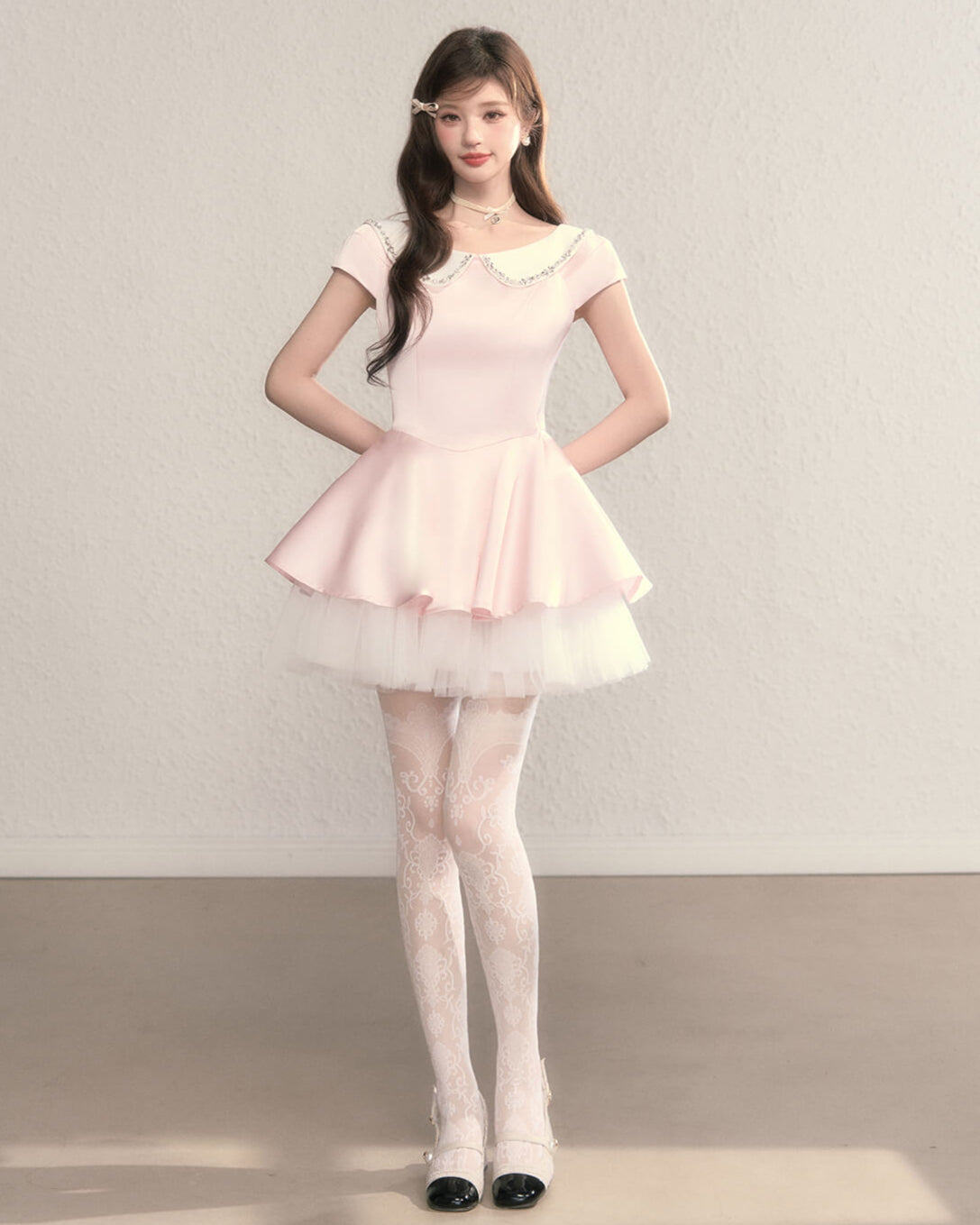 Twinkle Collar Tulle Dress(全2色)