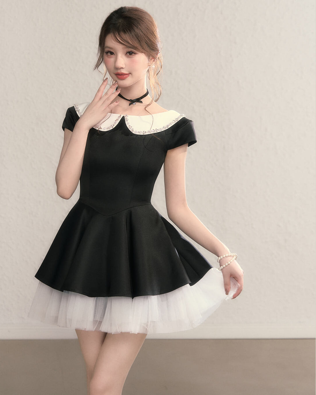 Twinkle Collar Tulle Dress(全2色)