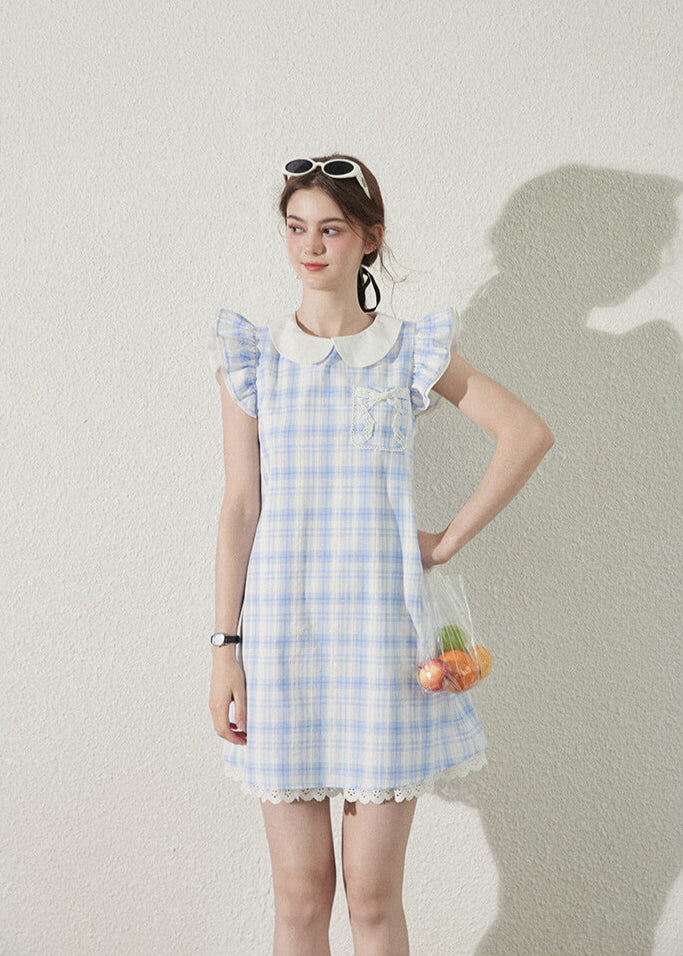 Baby Blue Gingham Ruffle Dress