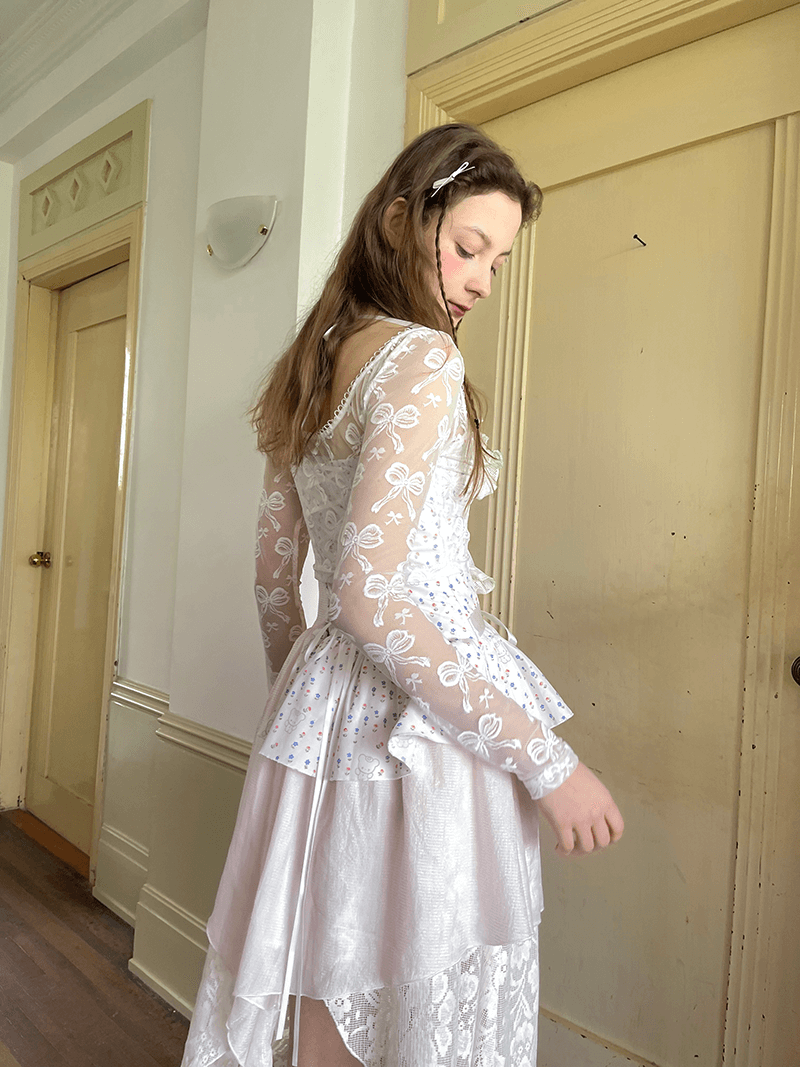Frilly Bear Ribbon Camisole Dress(全2色)