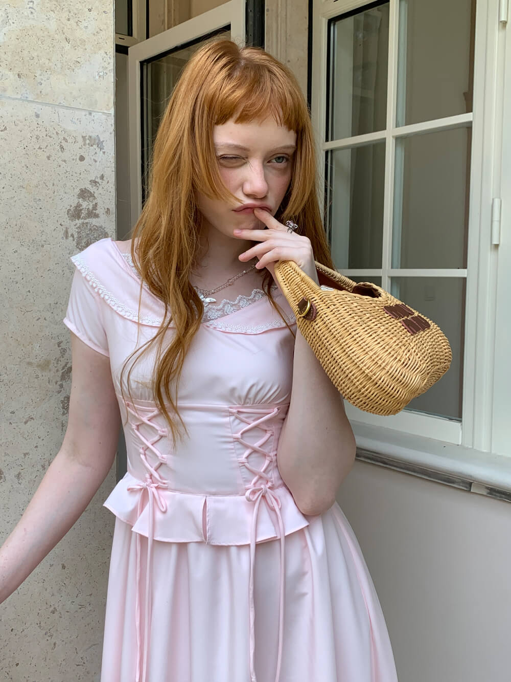 Laceup Sailor Pink Long Dress