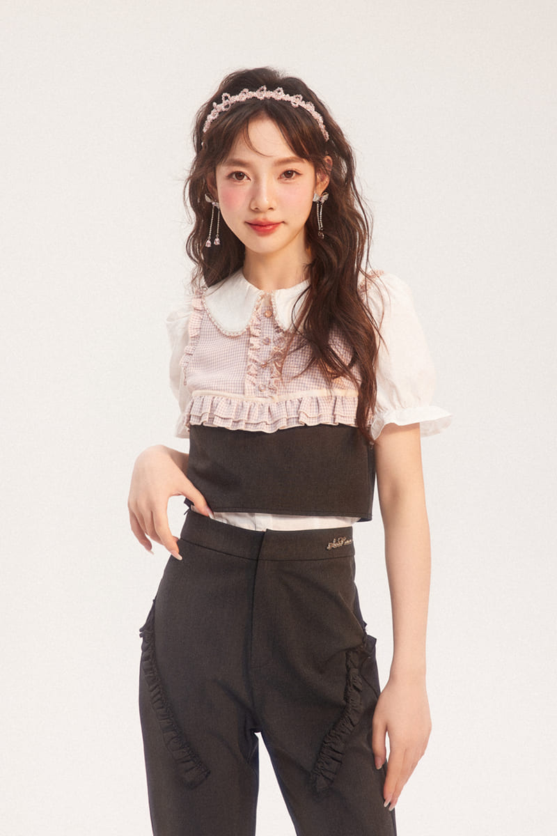 Two-Tone Check Sleeveless Top