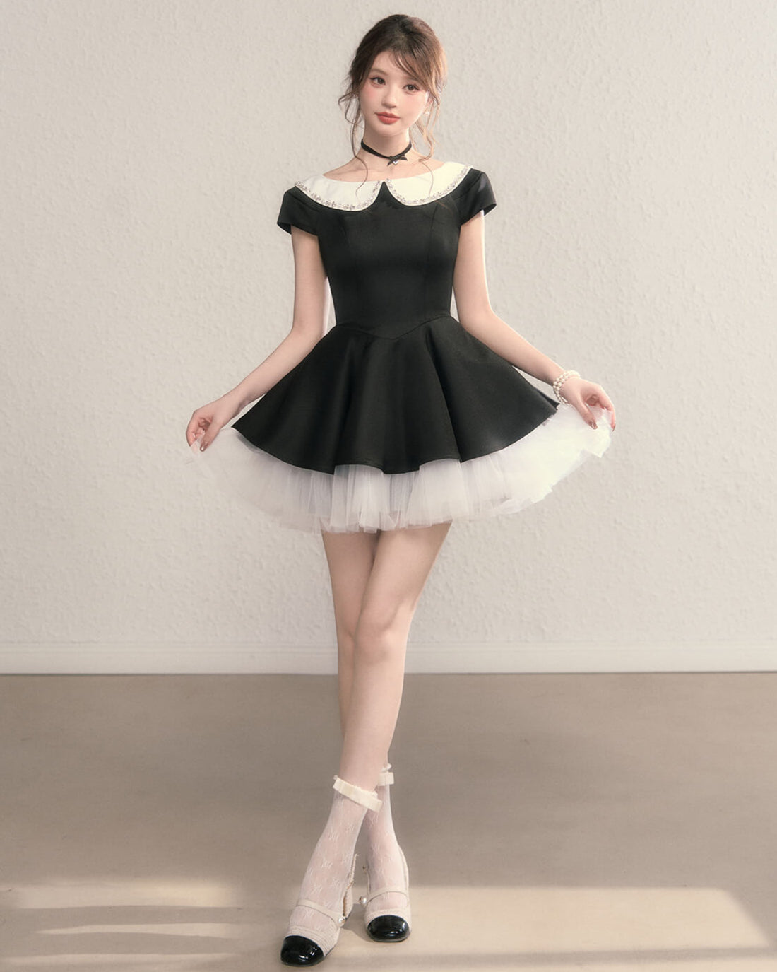 Twinkle Collar Tulle Dress(全2色)