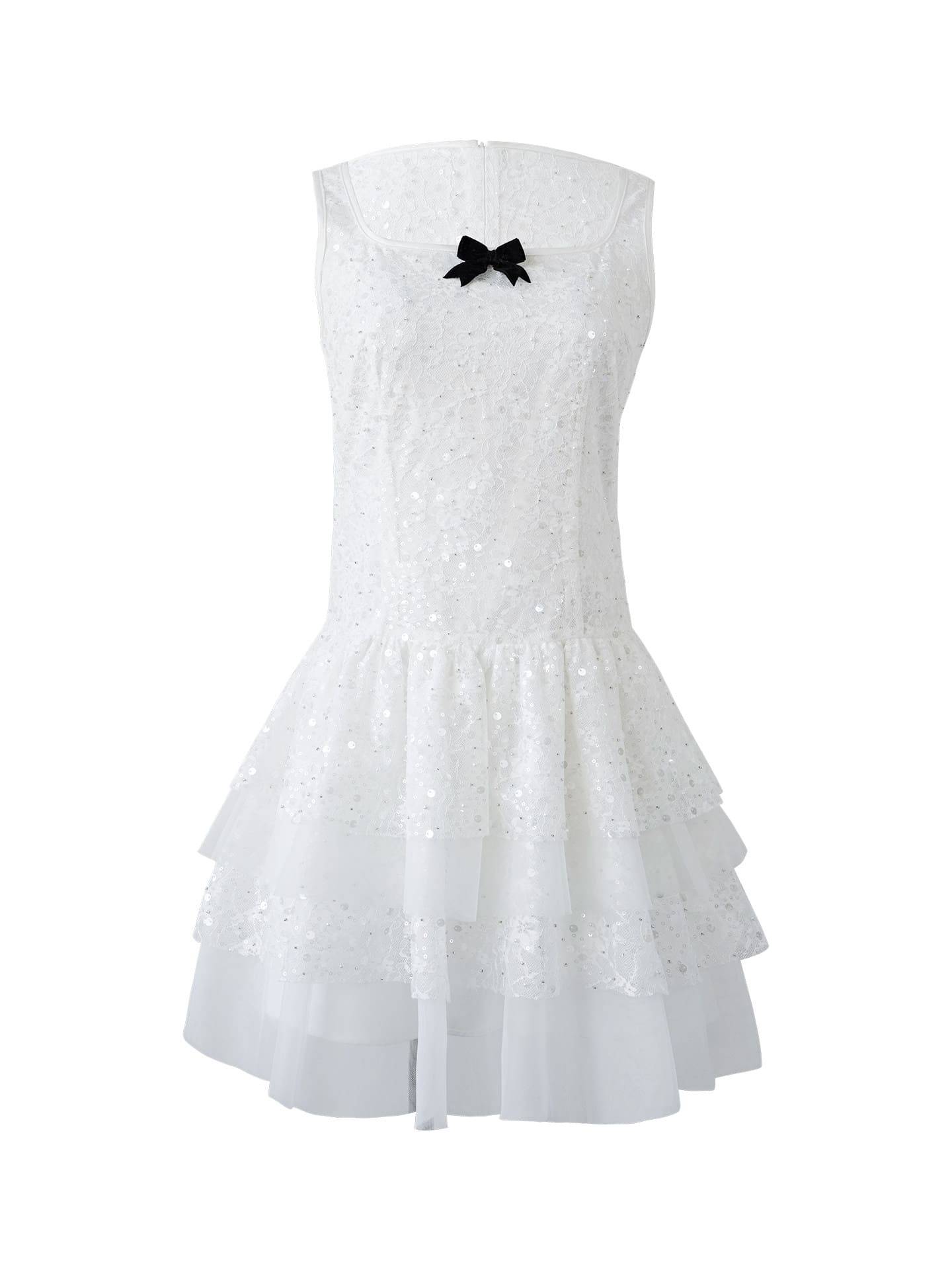 Elegant Sequin Tulle Tiered Mini Dress