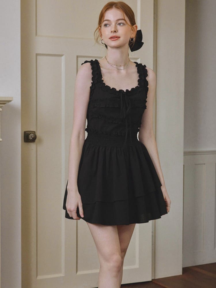 Frill Sleeveless Tiered Mini Dress