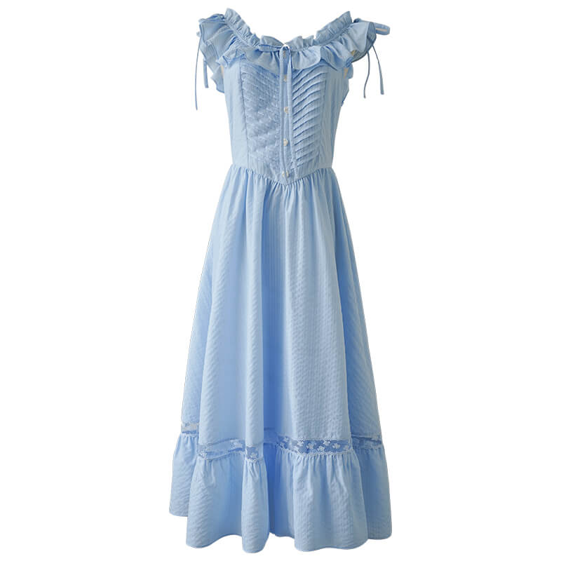Light Blue Chiffon Frill Dress
