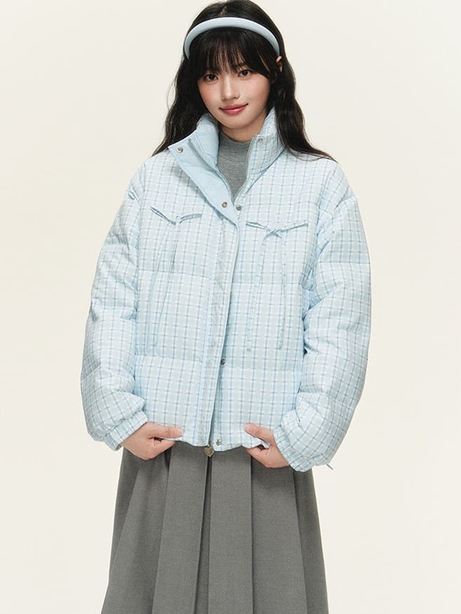 Pastel Ribbon Checkered Blouson(全2色)