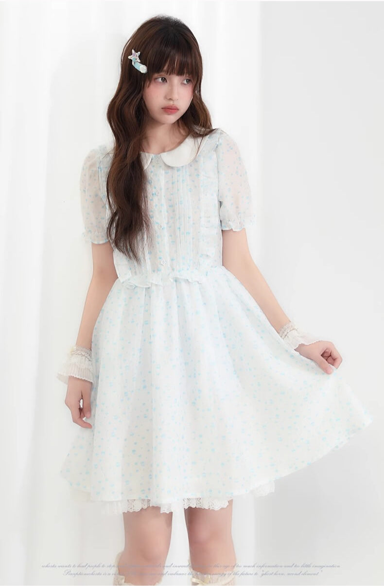 Sugar lace airy frill sheer dress