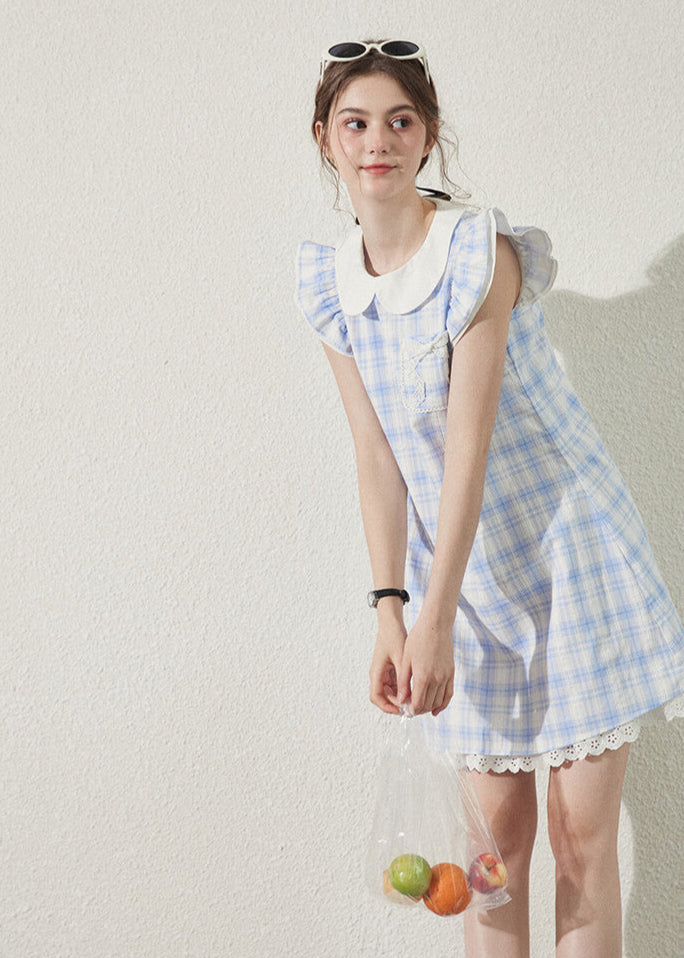 Baby Blue Gingham Ruffle Dress