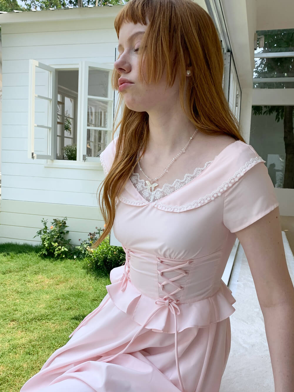 Laceup Sailor Pink Long Dress