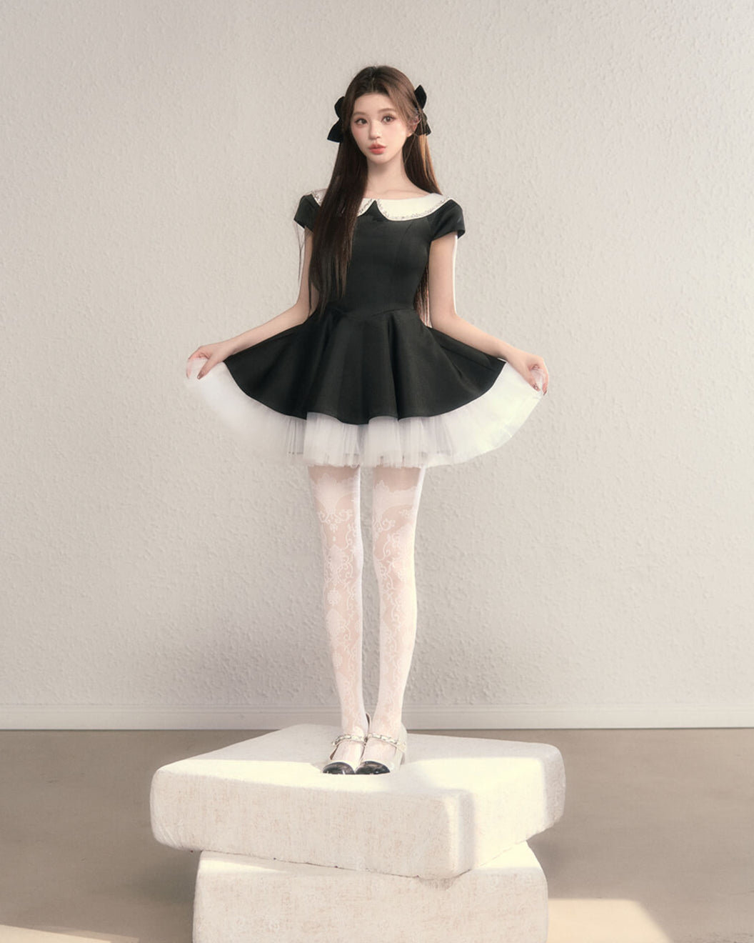 Twinkle Collar Tulle Dress(全2色)