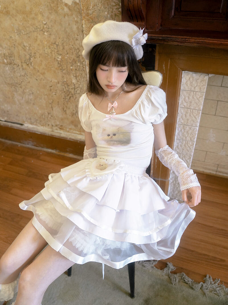 Baby Animal Heart Puff Tee(全2色)