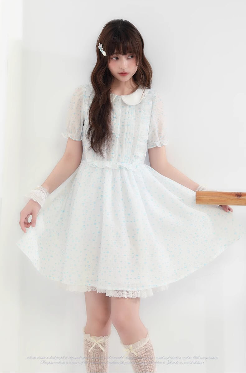 Sugar lace airy frill sheer dress
