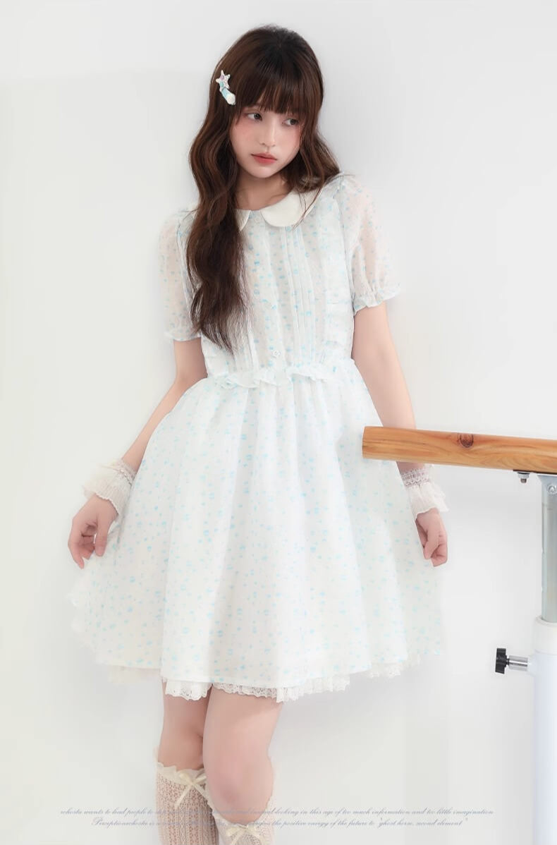 Sugar lace airy frill sheer dress