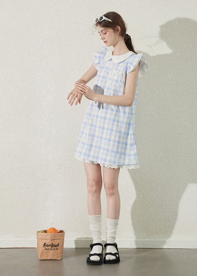 Baby Blue Gingham Ruffle Dress