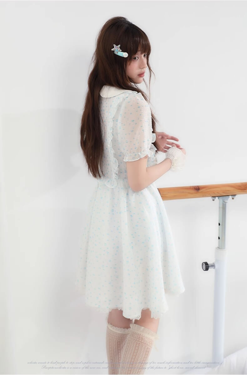 Sugar lace airy frill sheer dress