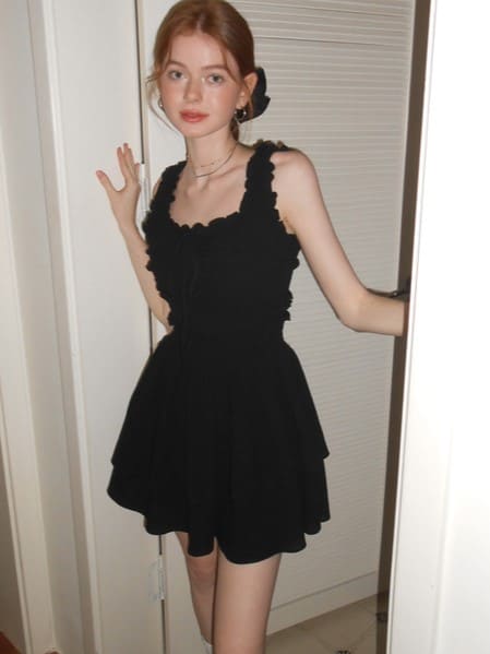 Frill Sleeveless Tiered Mini Dress