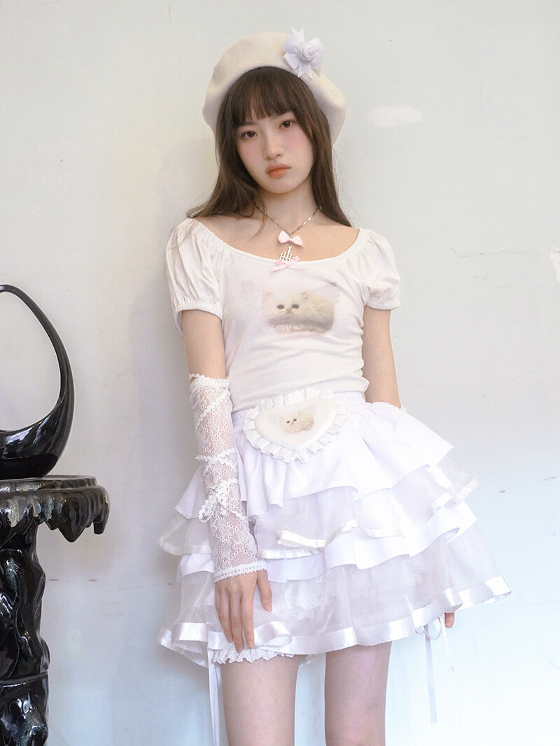 Baby Animal Heart Puff Tee(全2色)