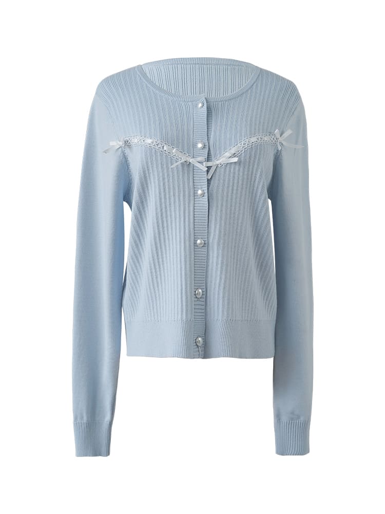 Ribbon Stripe Light Blue Cardigan
