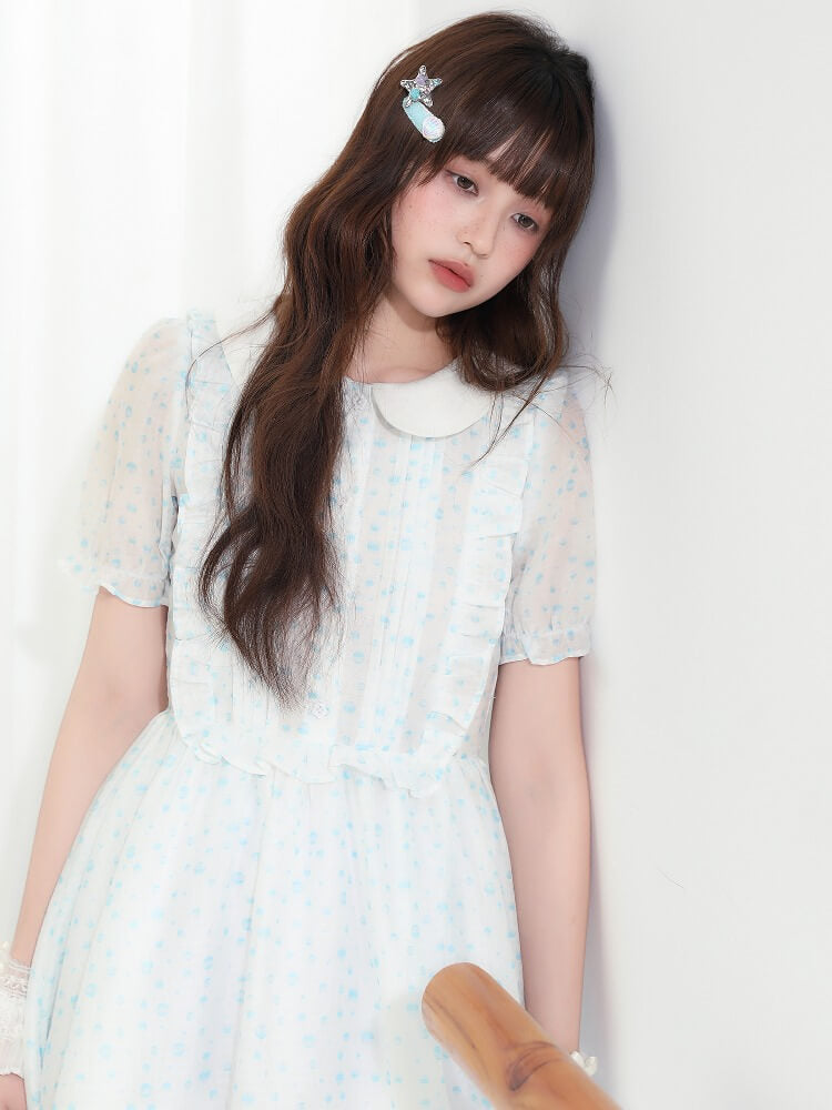 Sugar lace airy frill sheer dress
