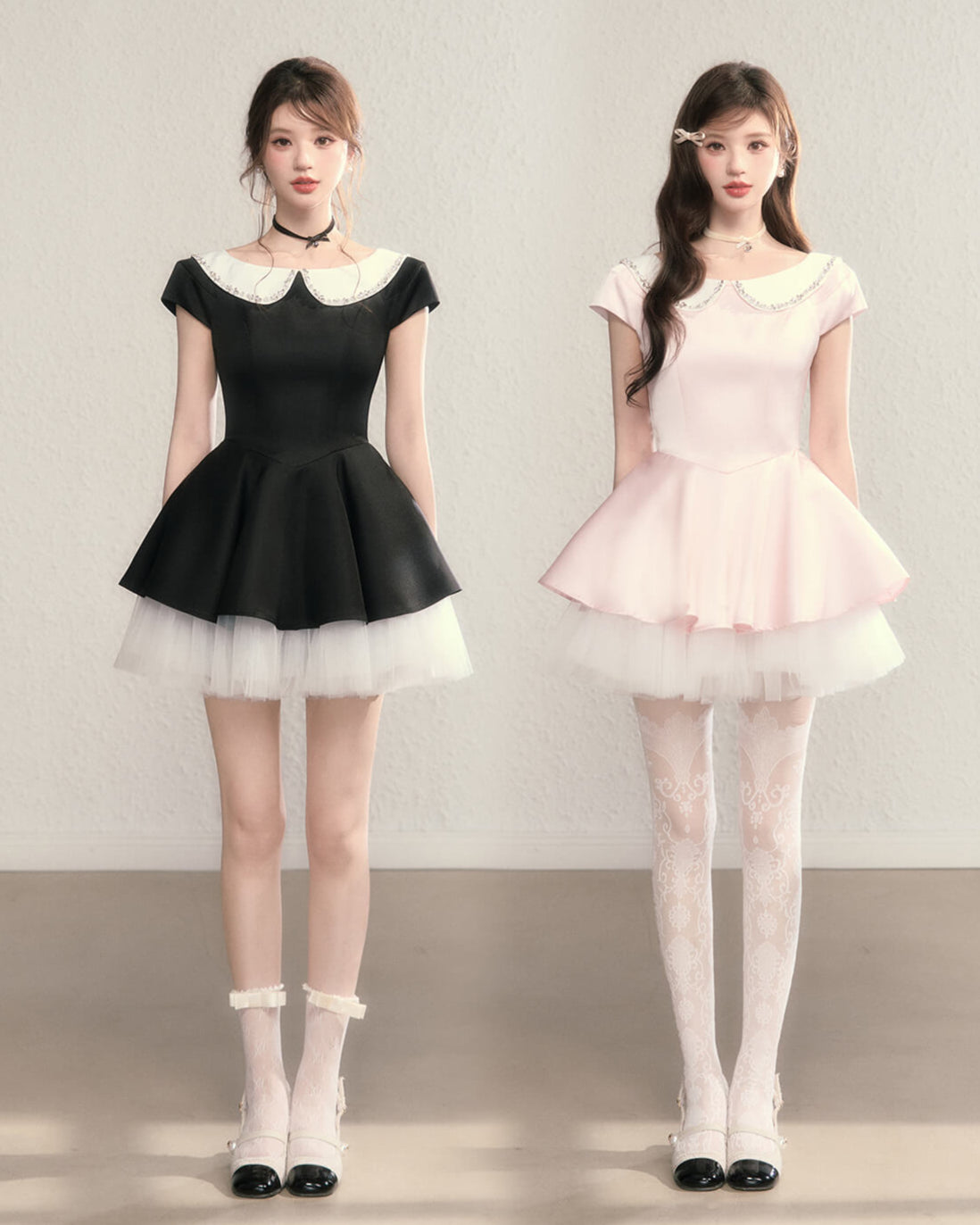Twinkle Collar Tulle Dress(全2色)