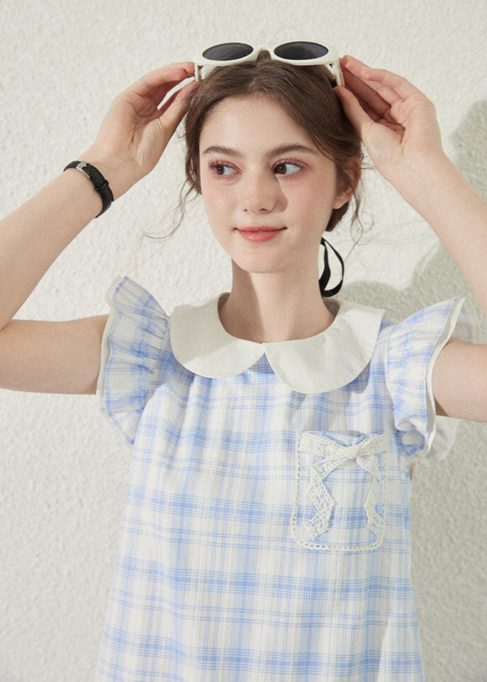 Baby Blue Gingham Ruffle Dress