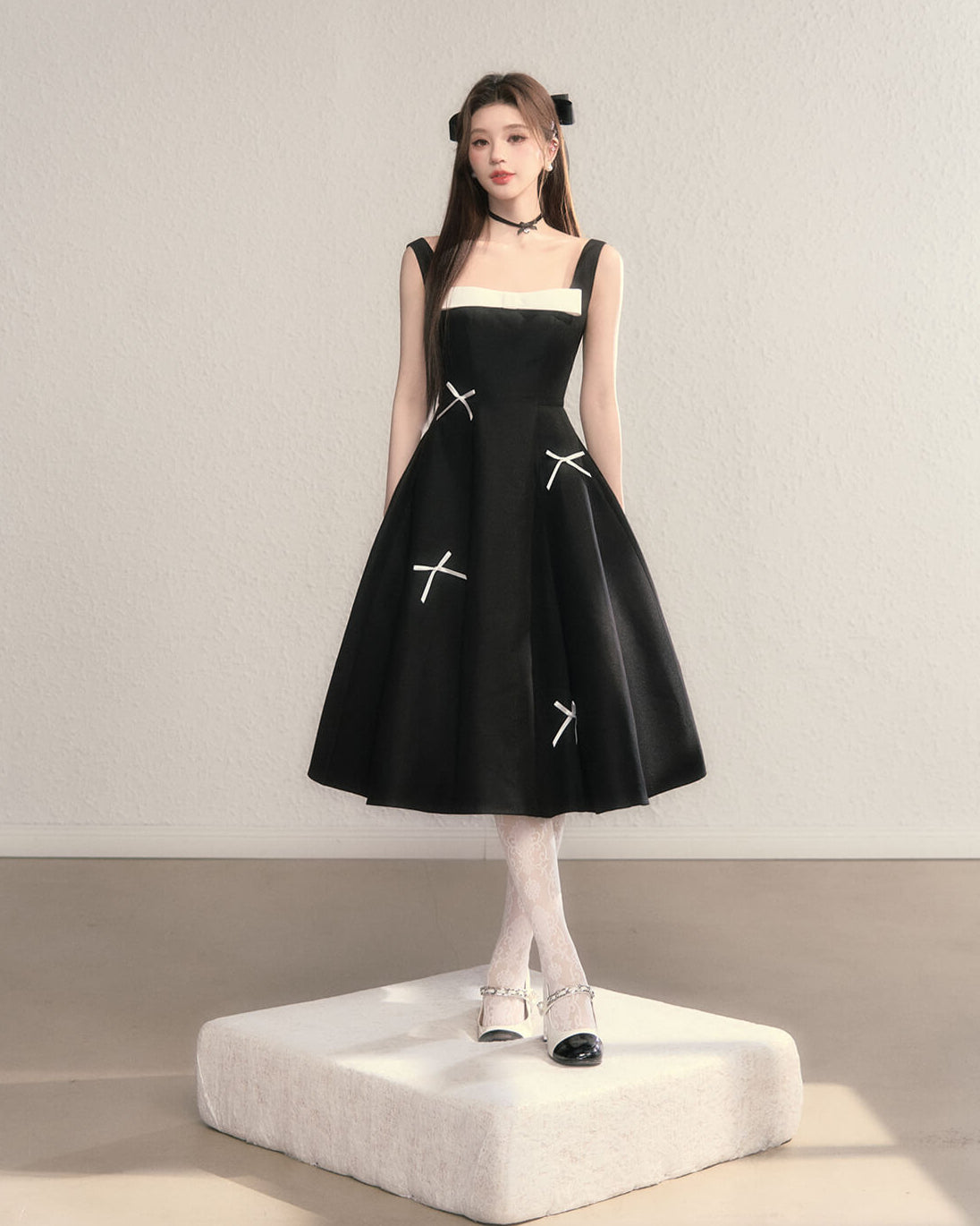 Romantic Ribbon Strap Dress(全2色)