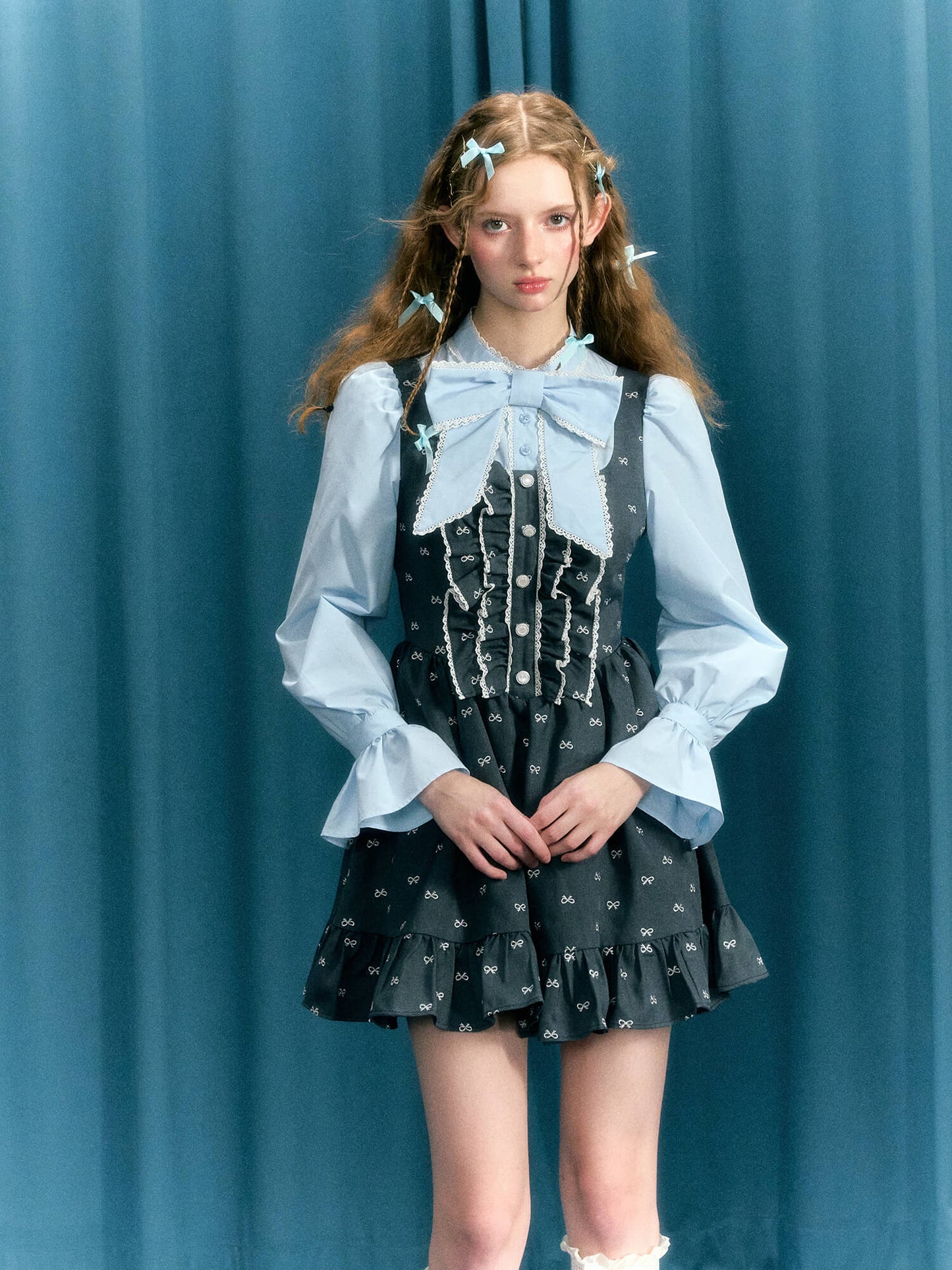 Romantic Blue Ribbon Dress