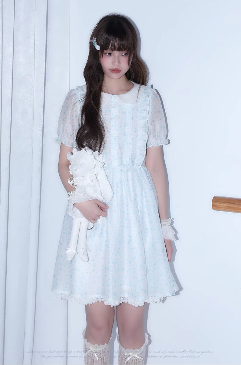 Sugar lace airy frill sheer dress