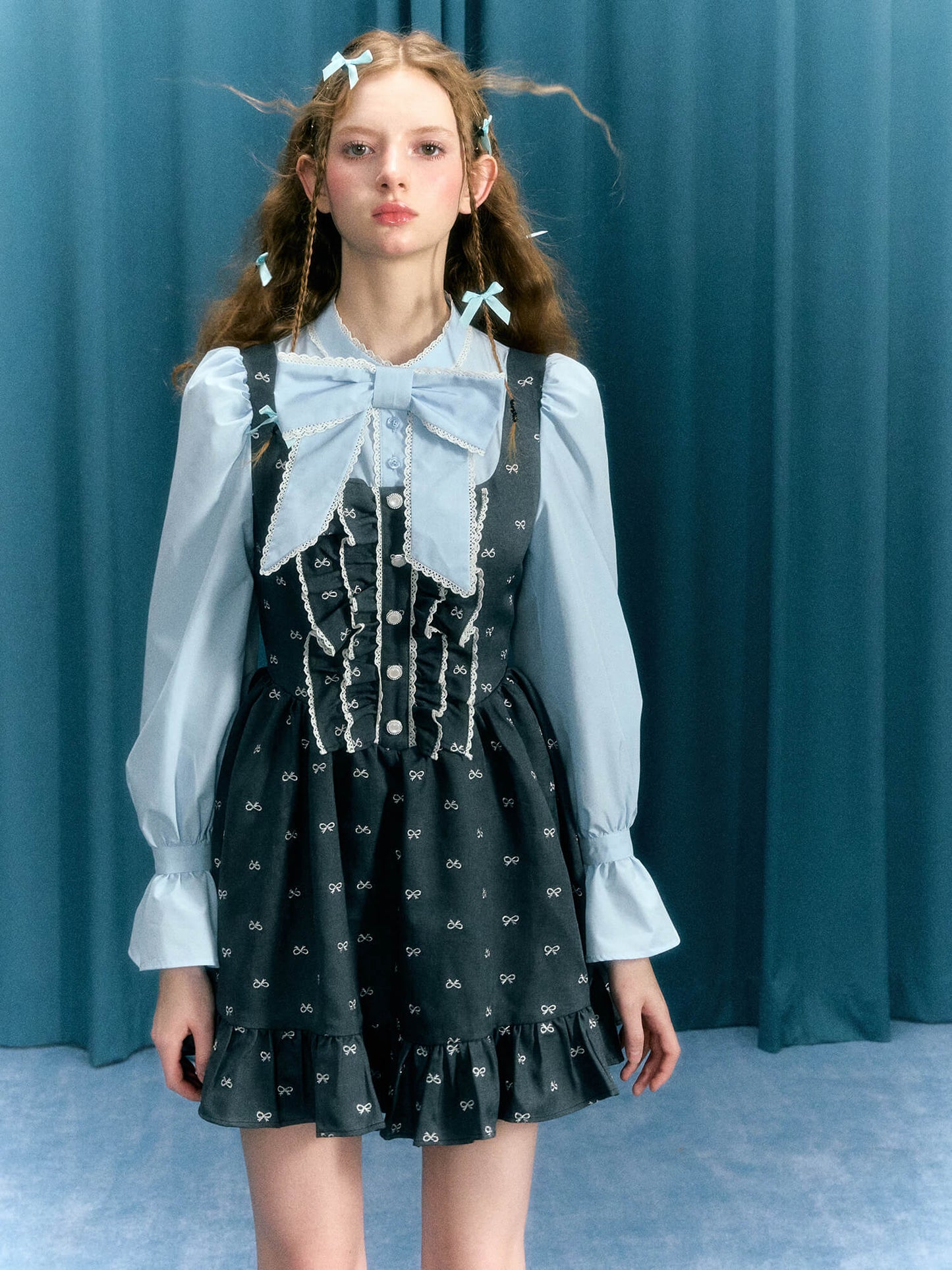 Romantic Blue Ribbon Dress