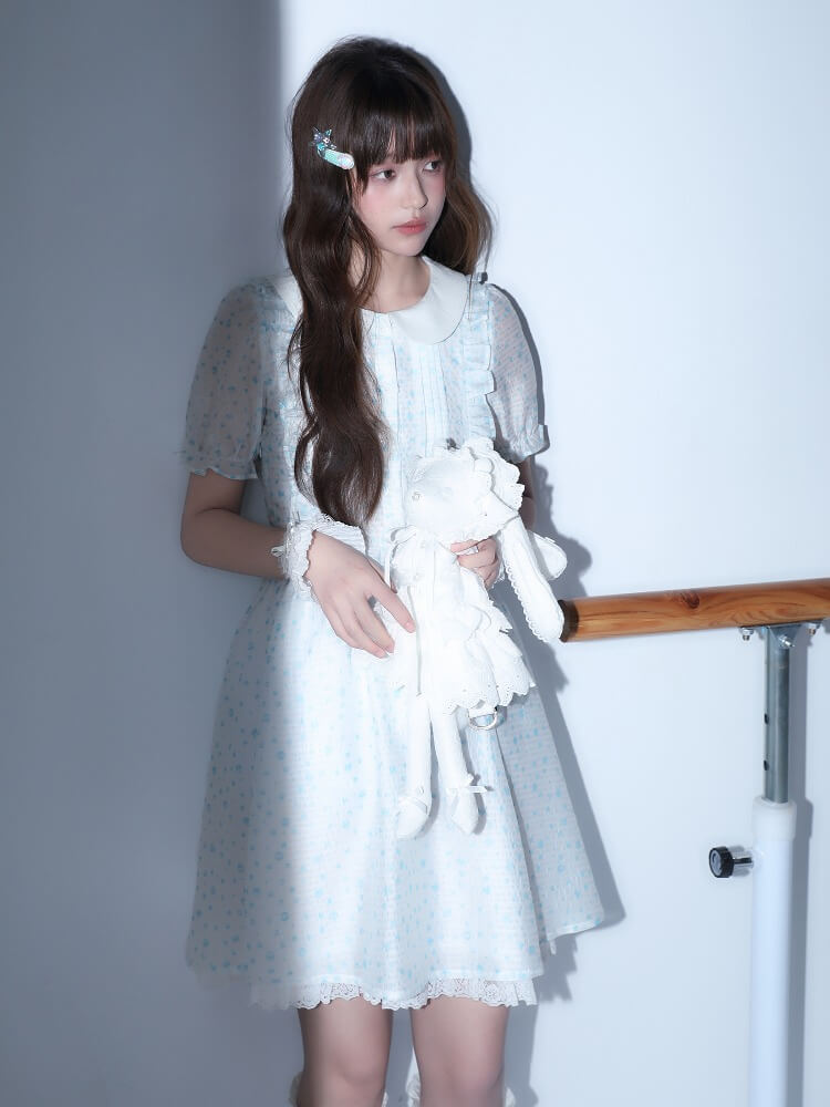Sugar lace airy frill sheer dress