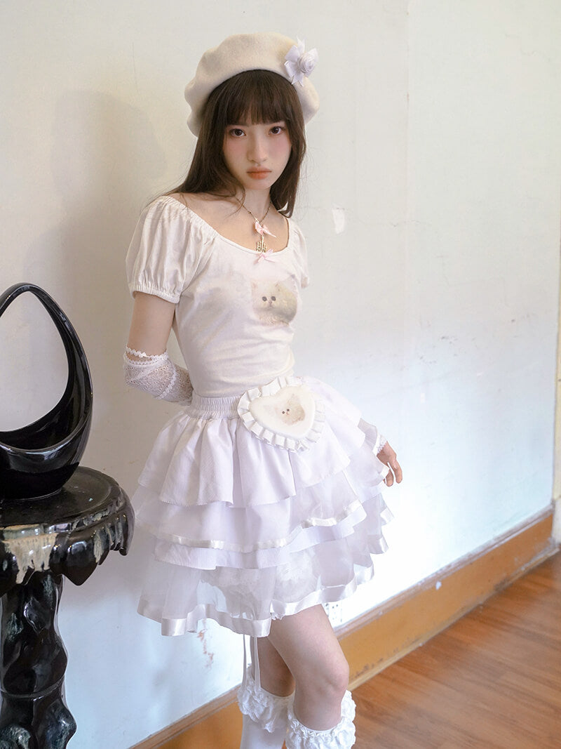 Baby Animal Heart Puff Tee(全2色)
