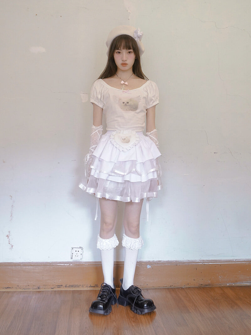 Baby Animal Heart Puff Tee(全2色)