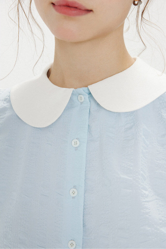 Pure Color Puff Sleeve Blouse