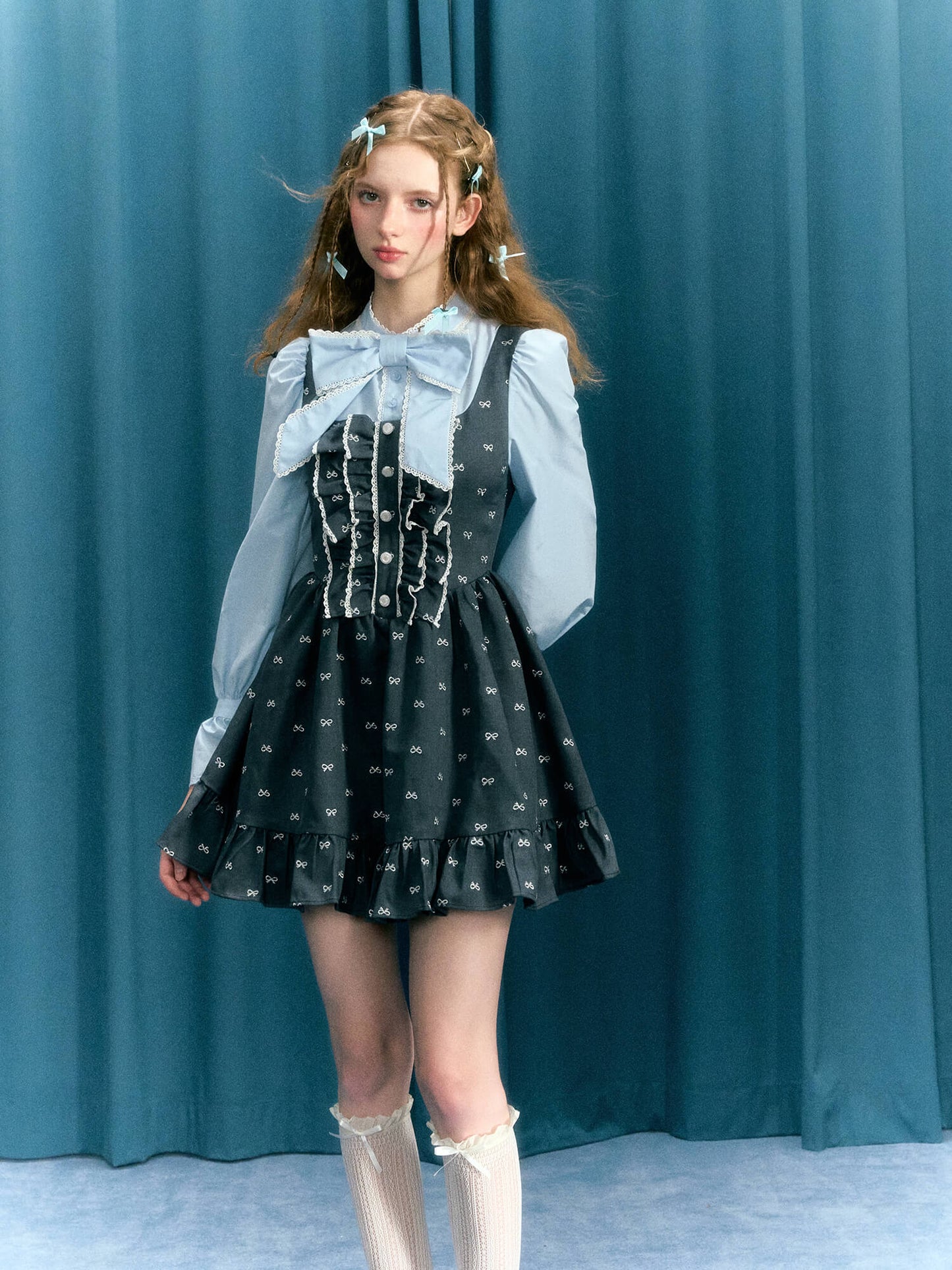 Romantic Blue Ribbon Dress