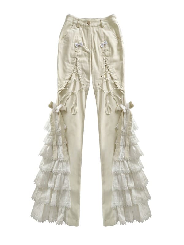 Ribbon Frill Elegant Pants