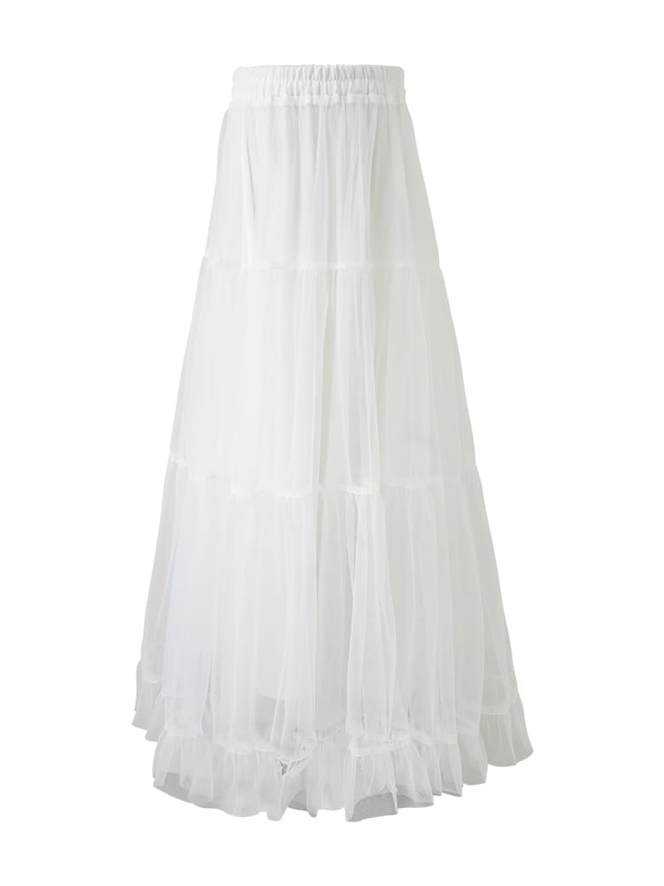 Layered Tulle Fluffy White Skirt