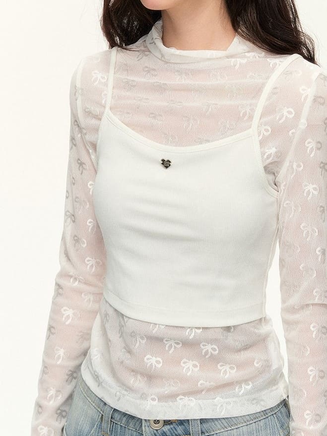 White Ribbon Sheer Top