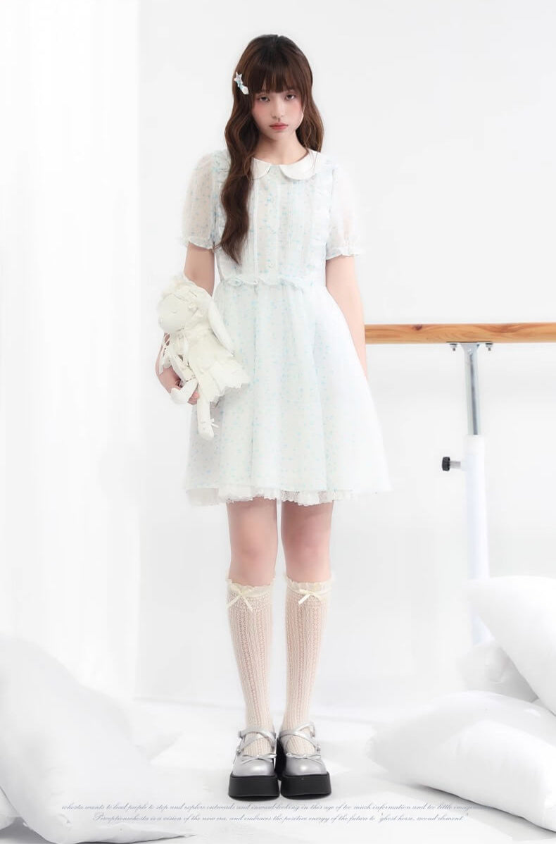 Sugar lace airy frill sheer dress