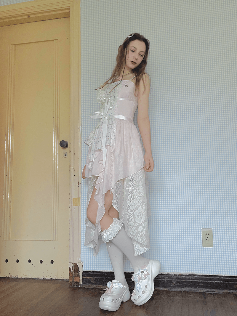 Frilly Bear Ribbon Camisole Dress(全2色)