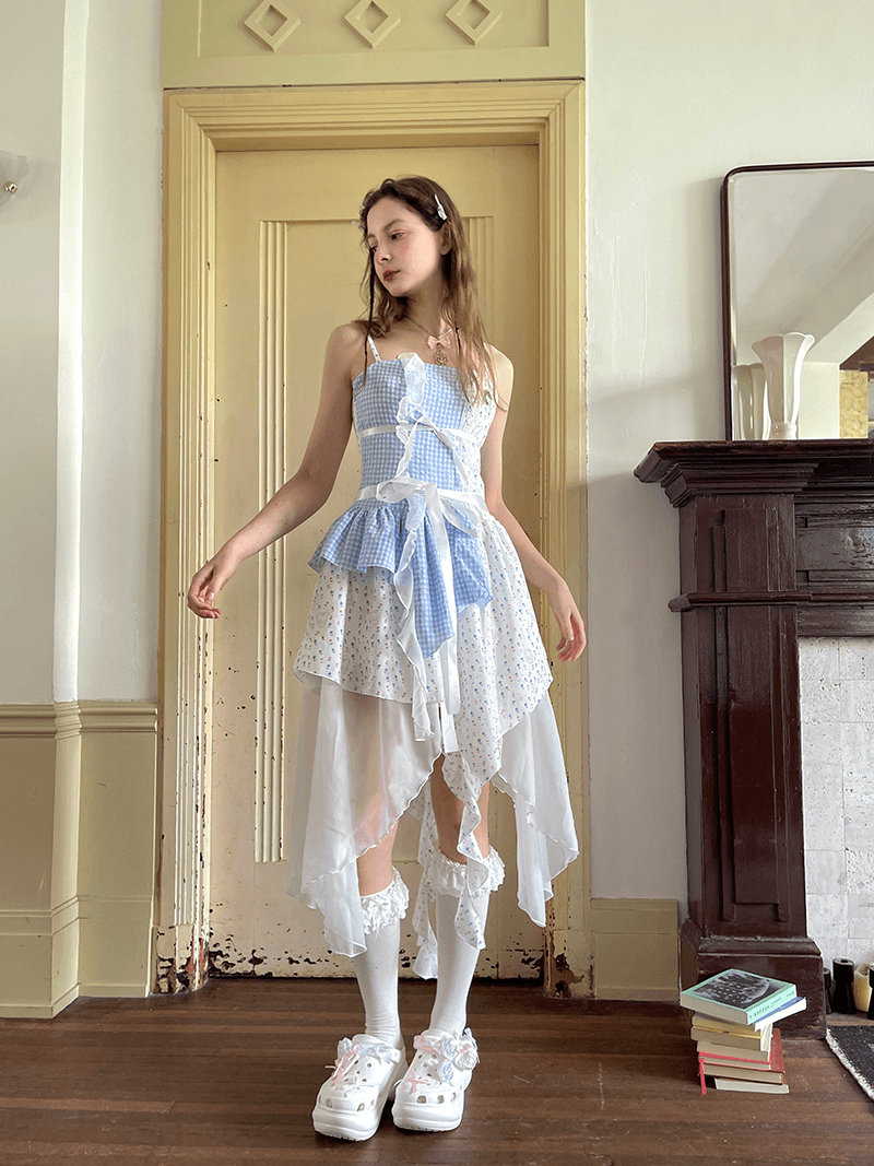 Frilly Bear Ribbon Camisole Dress(全2色)
